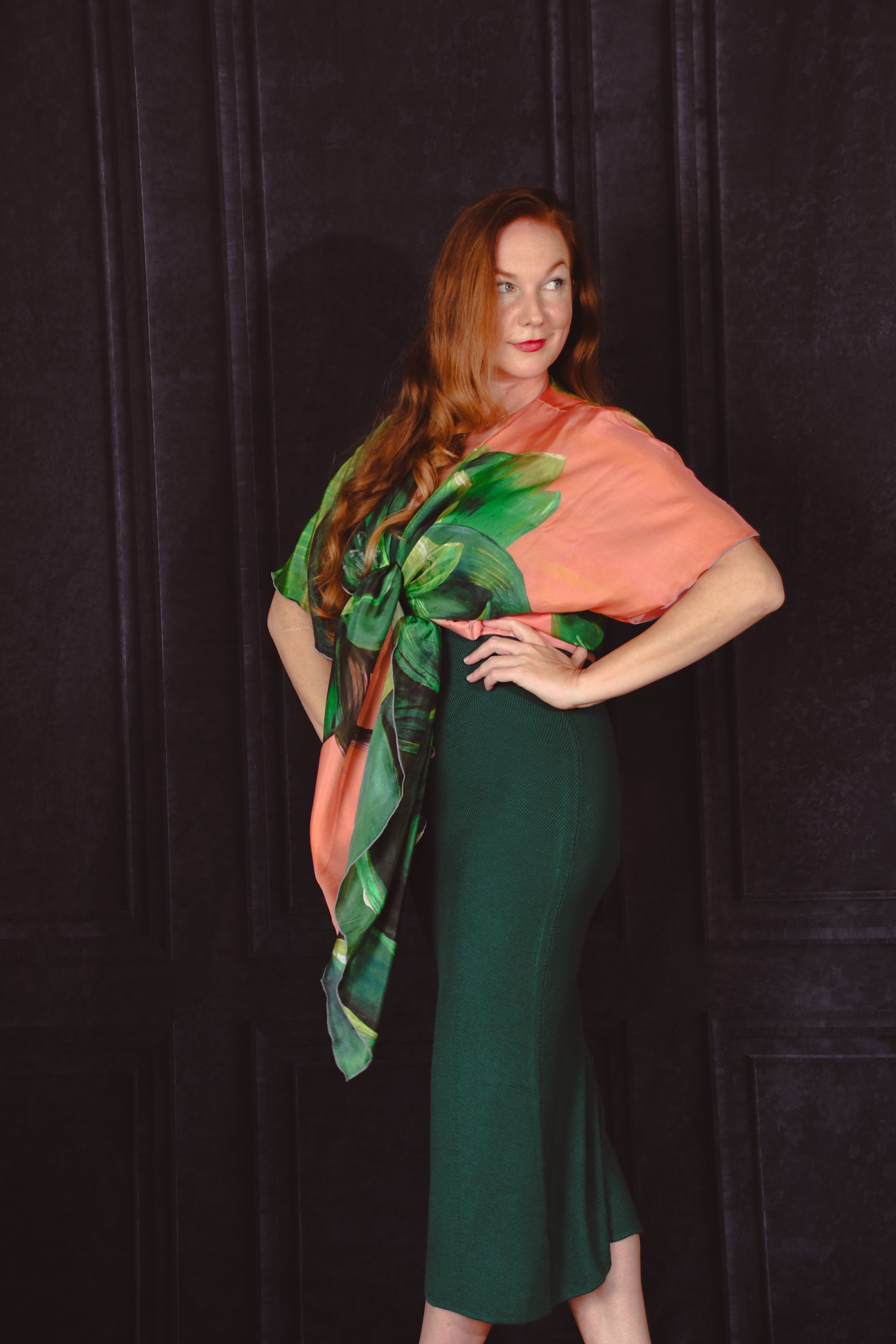 Silk Kimono in Emerald Tiny Taiga Silk Kimono in Emerald Tiny Taiga